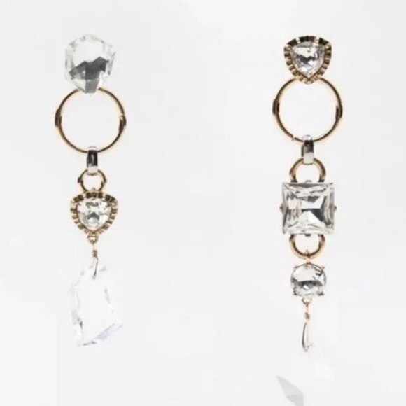 ZARA Mismatched Metal and Glass Earrings NWT ✨🔥💖✨✨✨ - Picture 5 of 7